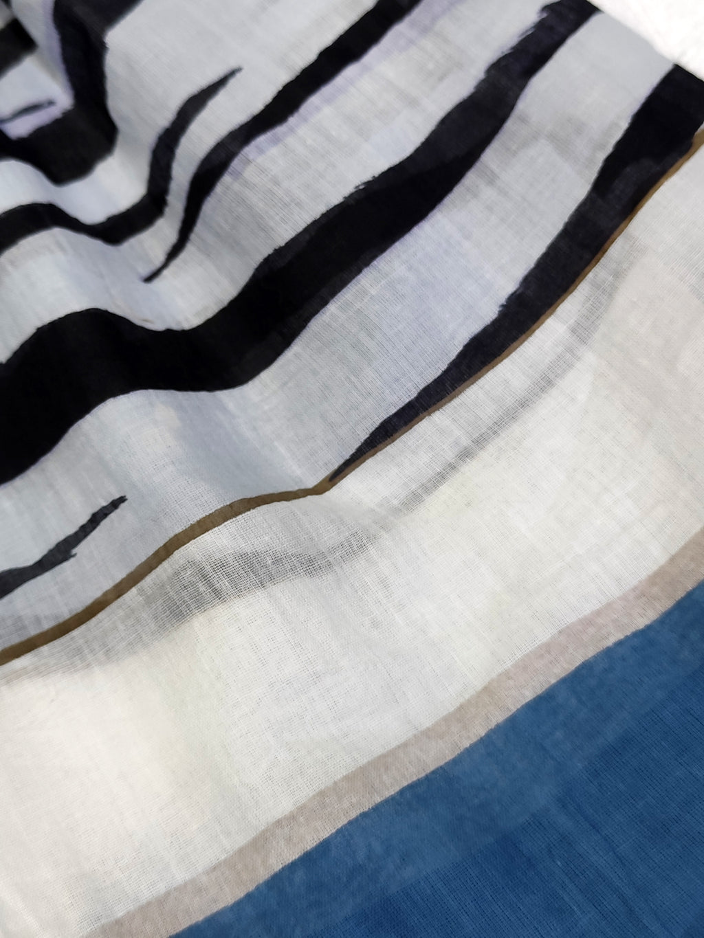 Zebra Print Women's Stole Blue White |Cotton