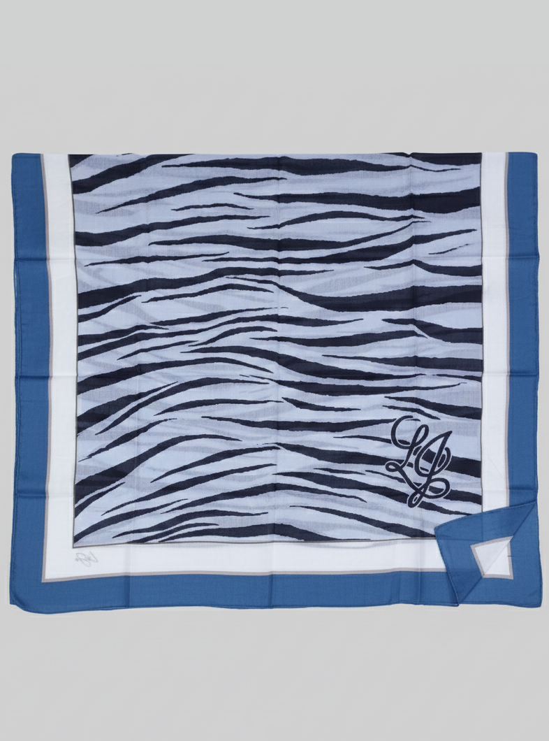 Zebra Print Women's Stole Blue White |Cotton