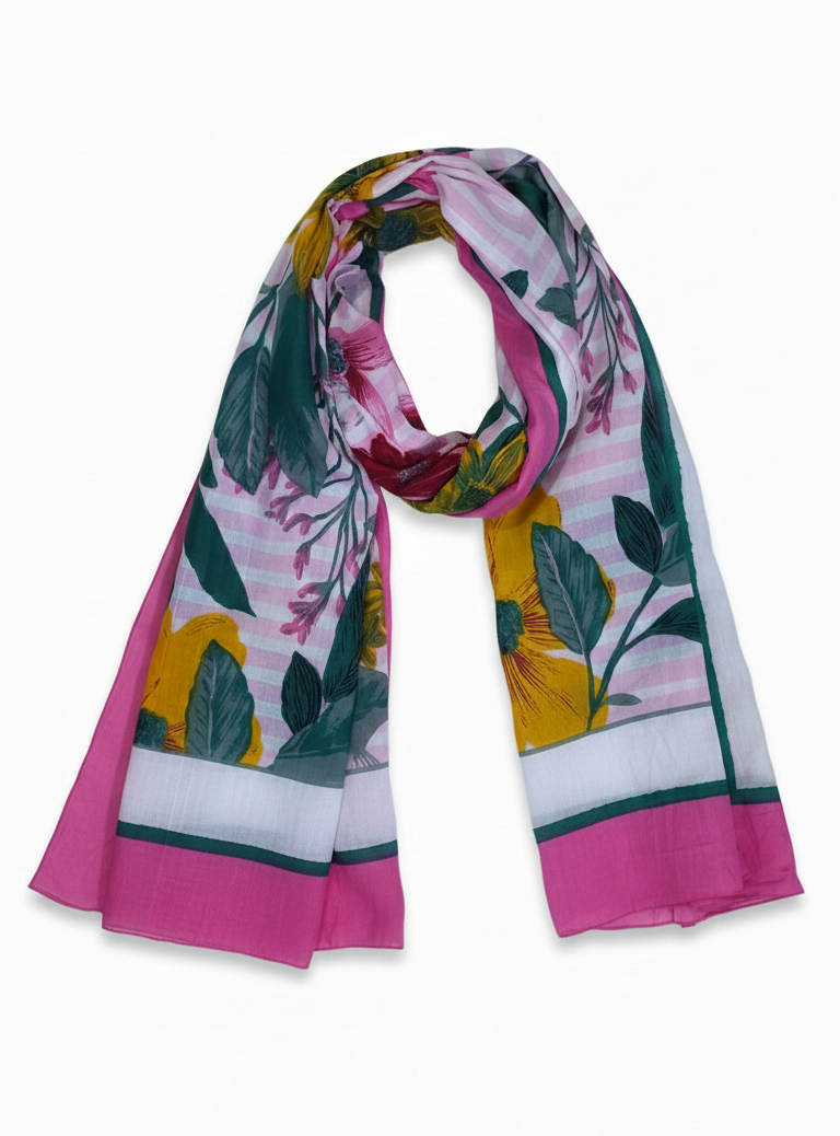 Elegant Printed Women's Stole Pink Multi | 100% Cotton