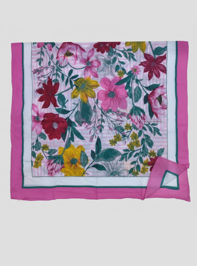 Elegant Printed Women's Stole Pink Multi | 100% Cotton