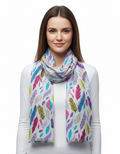 Women's Stole | Multi-Color Bird Feather Print