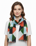 Women's Stole | Coral Multi-Color Kota Triangle Print