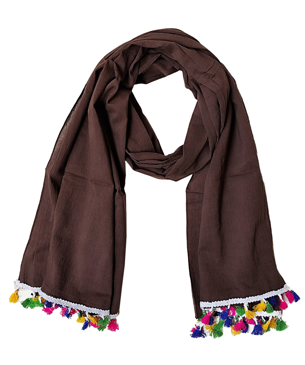 Women's Stole Solid Tassel |100 x 180 cm, Soft Cotton