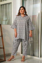 Grey Ikigai Printed Cotton Co-Ord Set