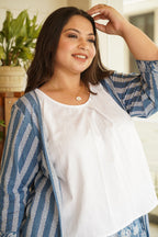 Regular Blue Cotton Shrug Palazzo Set - Set of 2