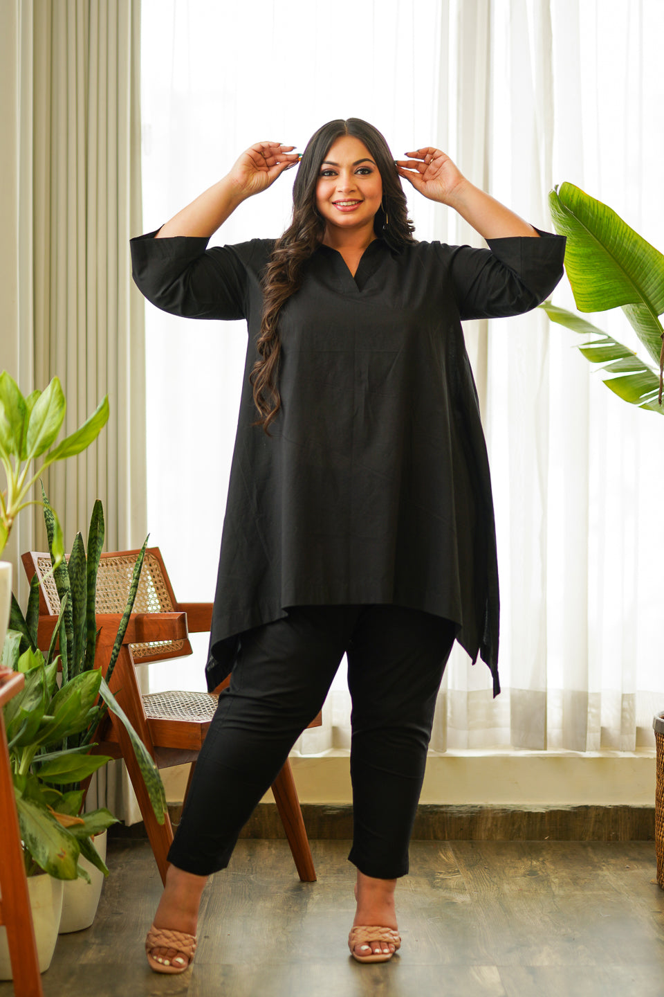 Regular Ikigai Black Cotton Co-ord Set