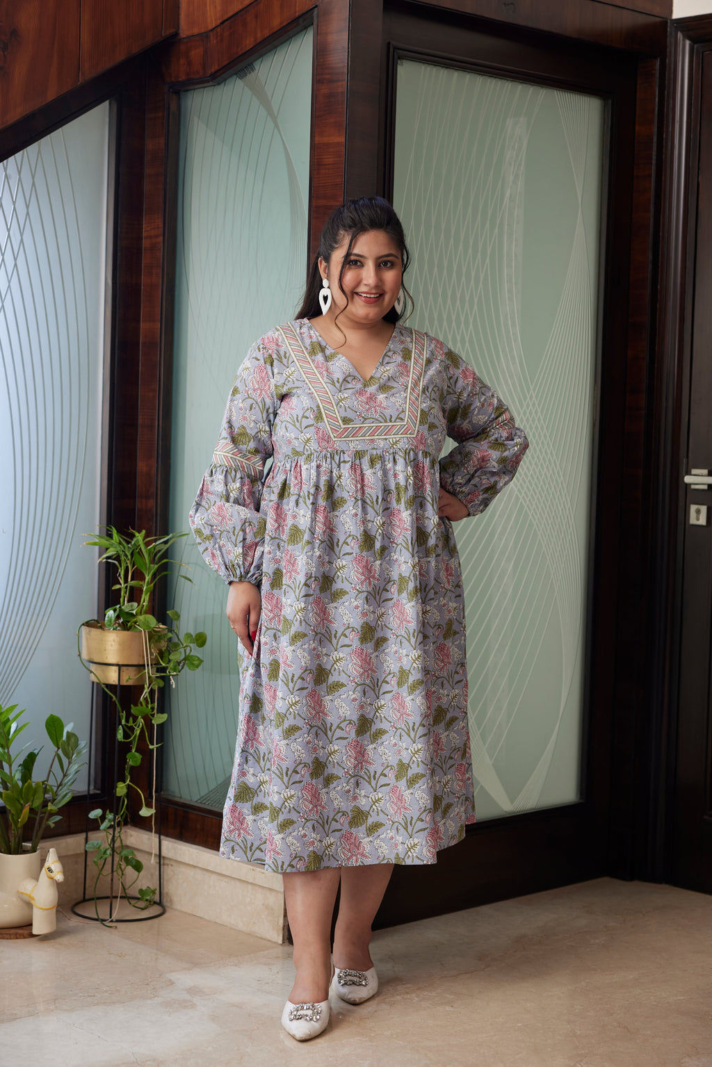 Tropical Print Floral Maxi Dress