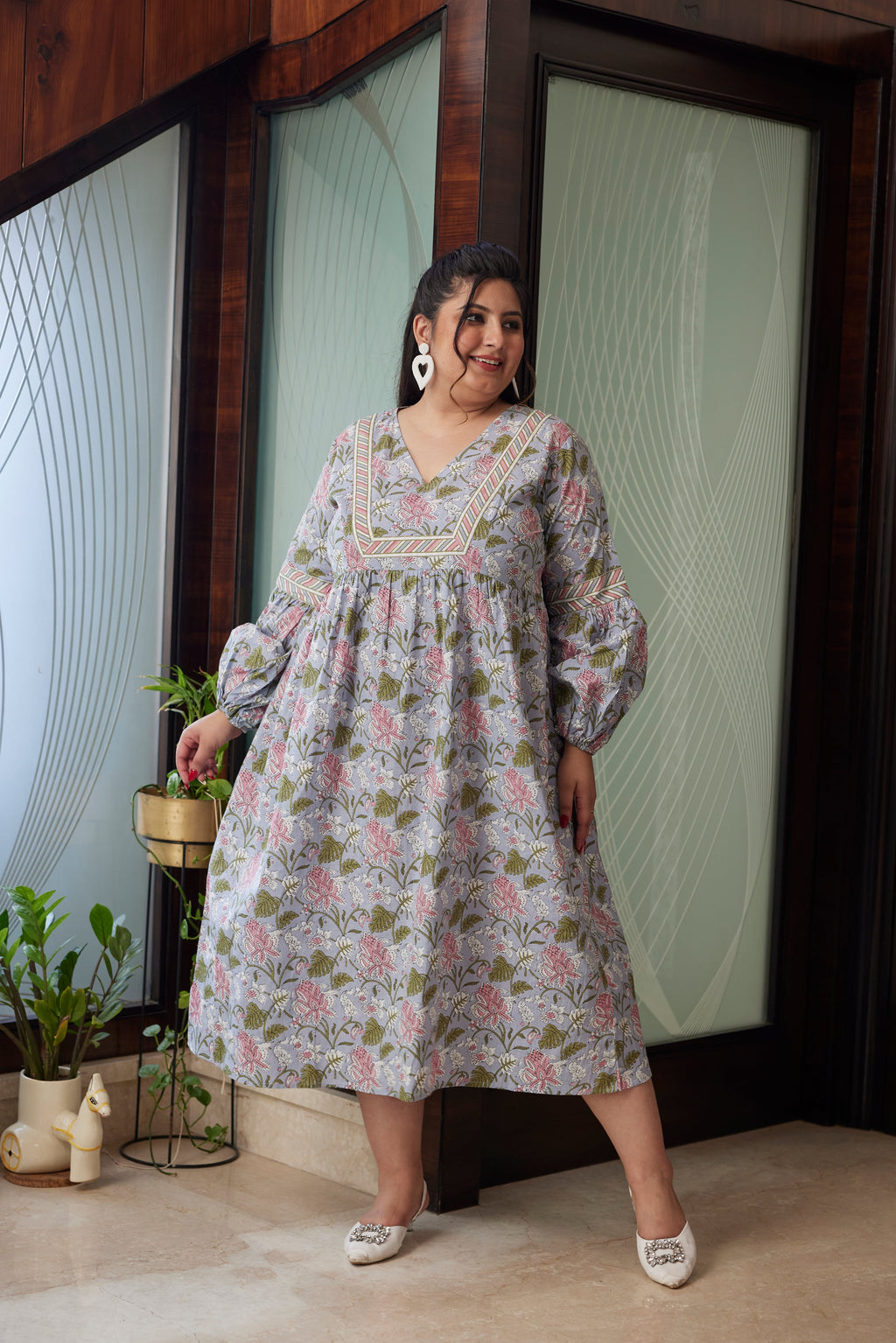 Tropical Print Floral Maxi Dress