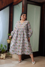 Tropical Print Floral Maxi Dress