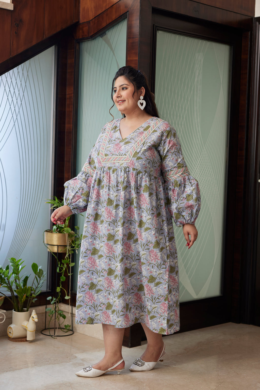 Tropical Print Floral Maxi Dress