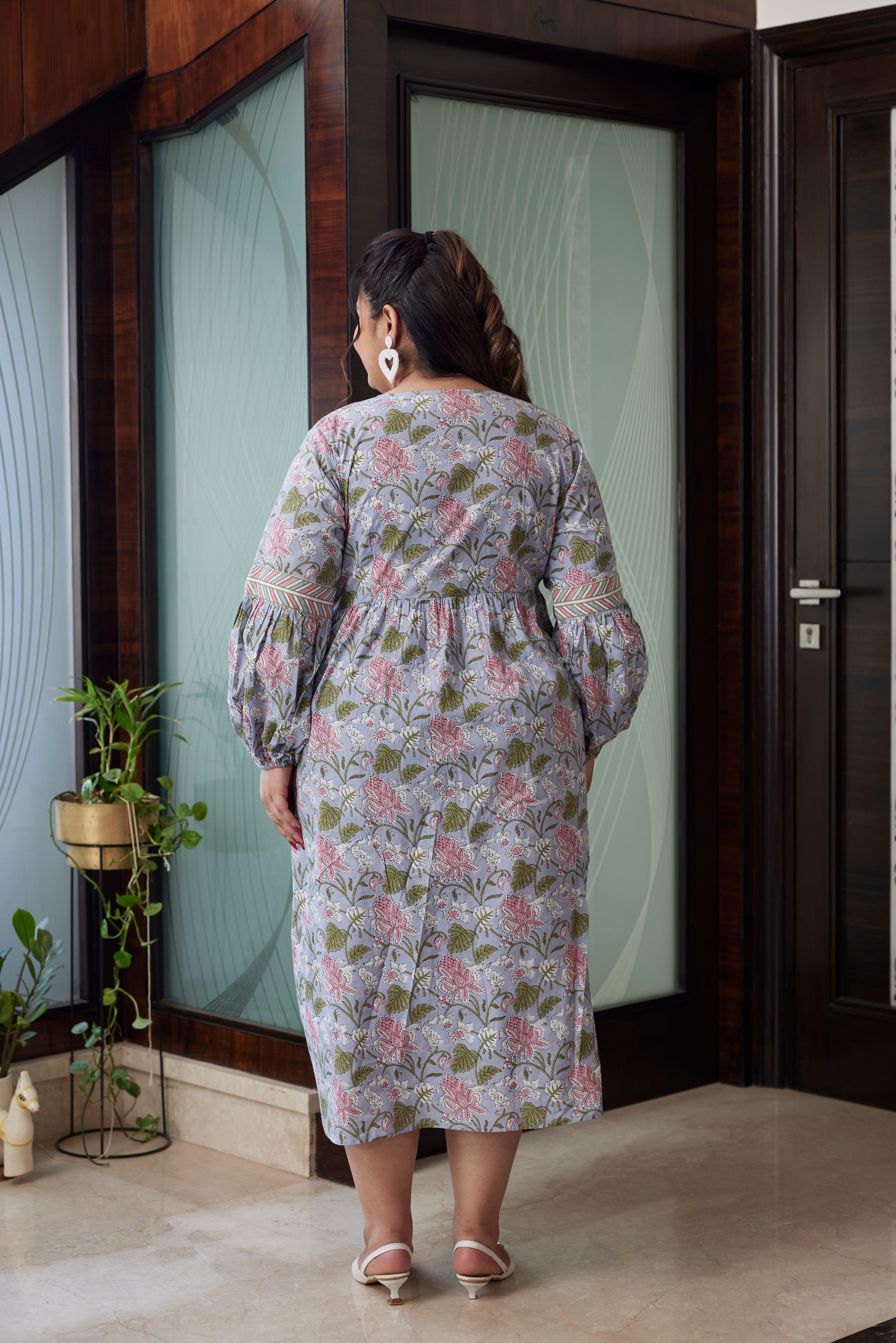 Tropical Print Floral Maxi Dress