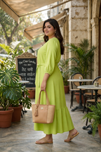 Lime Green Tiered Modal Maxi Dress