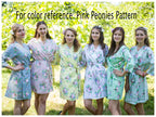 Dark Blue Mademoiselle Style Caftan in Pink Peonies Pattern