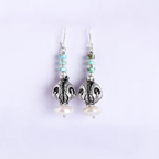 Silver Carved Bead Earrings