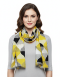 Women's Scarf/Stole | Yellow & Black Geometric Print