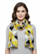 Women's Scarf/Stole | Yellow & Black Geometric Print