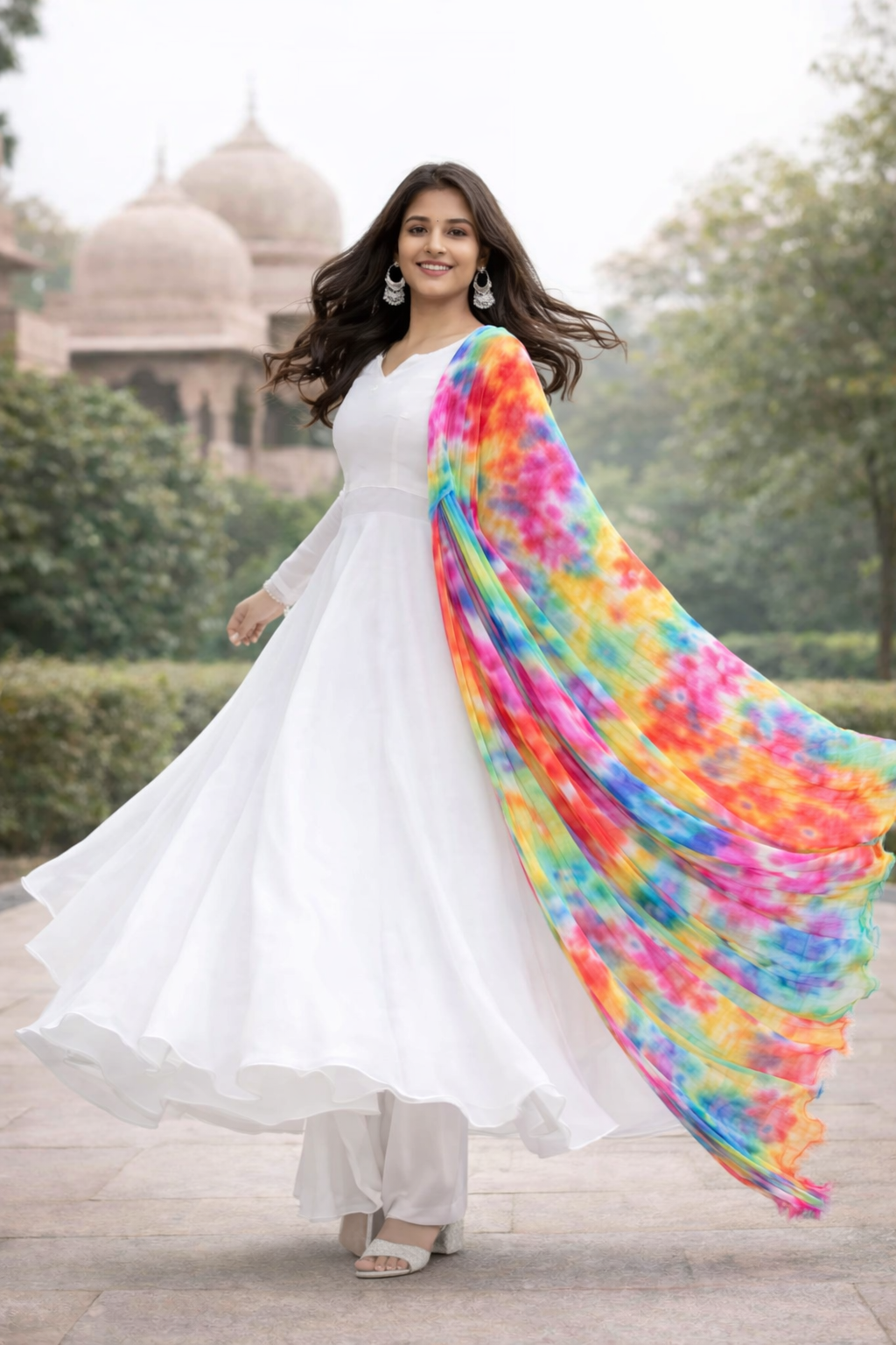Roohani Adaa White Anarkali Set-1