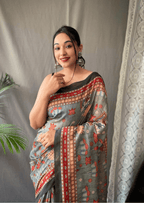 Divyanka Kalamkari Malai Cotton Saree