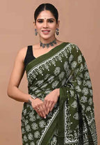 Hariyali Hues Forest Soul in Mulmul Saree-1