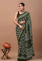 Hariyali Hues Forest Soul in Mulmul Saree-0