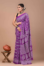 Purple Paisley Pop Mulmul Cotton Magic Saree