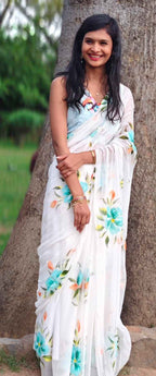 Pushpika Handpainted Chiffon Saree-2