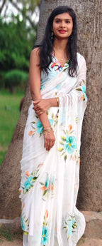 Pushpika Handpainted Chiffon Saree-3