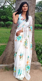 Pushpika Handpainted Chiffon Saree-1