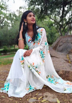 Pushpika Handpainted Chiffon Saree-0